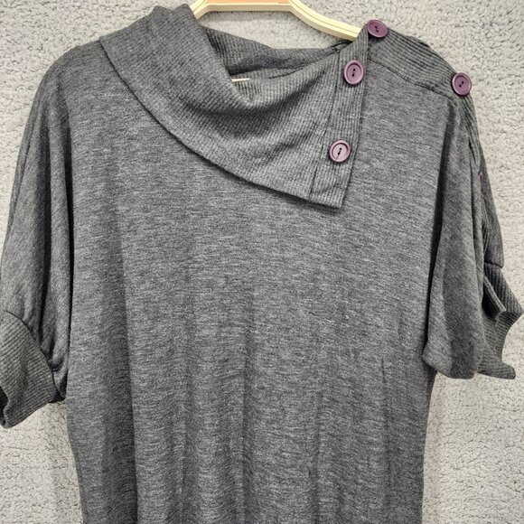 Toto Collection Womens Sz 3XL Vtg Made in USA Gray Knit Short Sleeve Tunic Dress - Picture 1 of 11